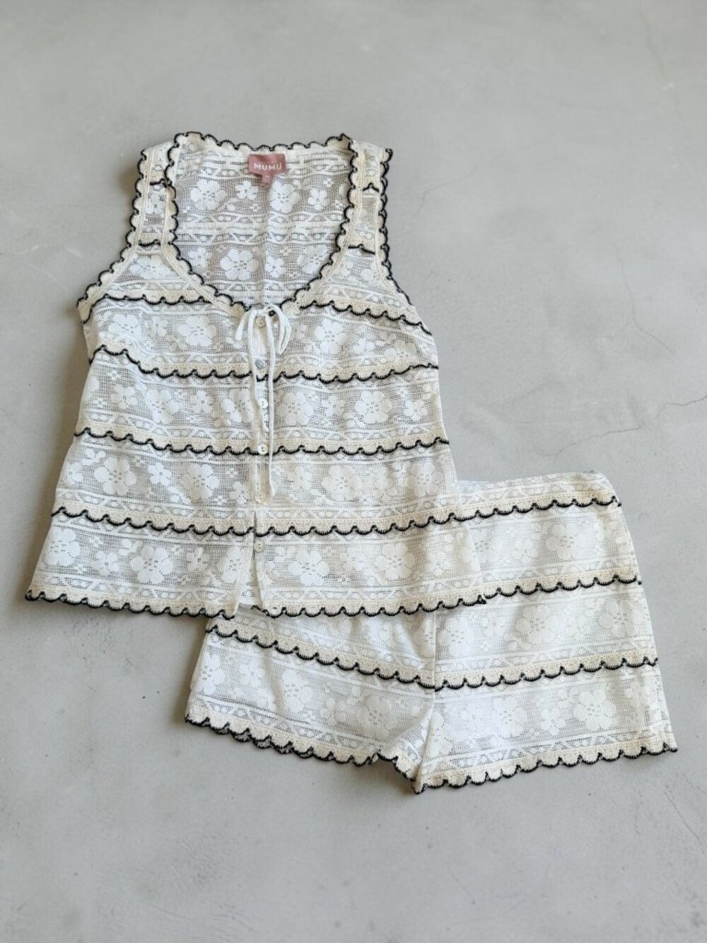 SHOW ME YOUR MUMU White Black Lace Casual Set Size Medium/Large